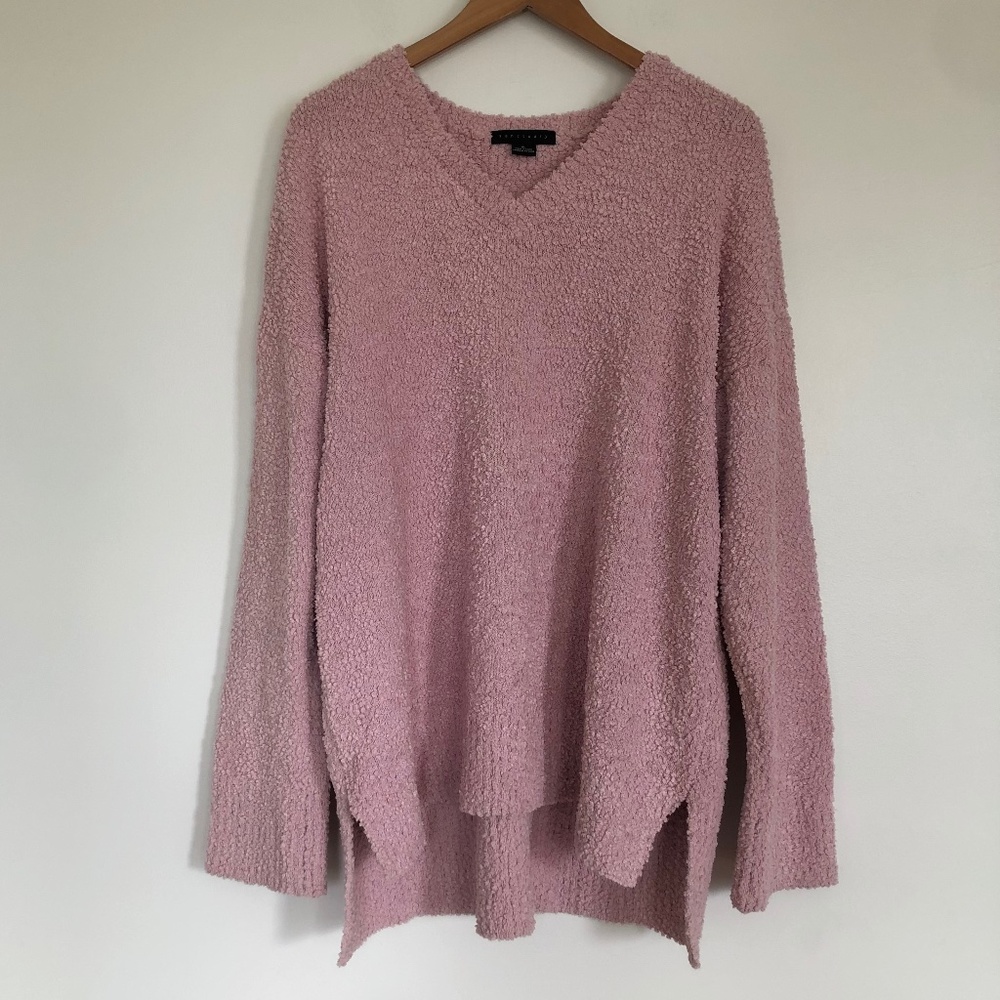 Sanctuary Pink V-Neck Teddy Sweater Size XL